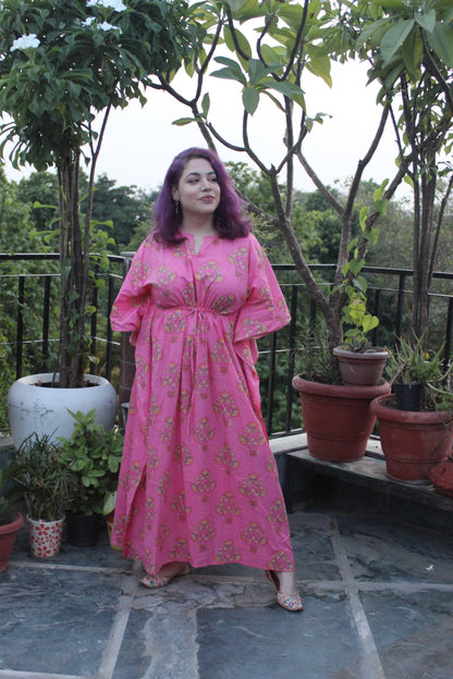 BLUSH GARDENIA KAFTAN House of Viraasi #sustainable-fashion# #slow-fashion# #freesizeclothes# #bodypositivity#